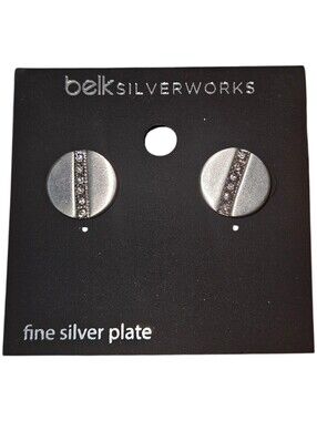 NWT Belk Silverworks Circle Pavé Silver Stud Earrings